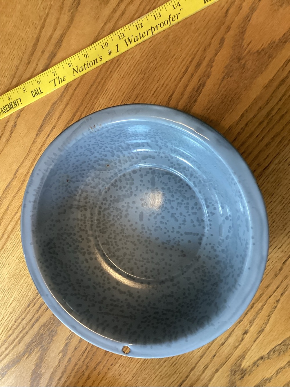 Vintage Speckled enamelware Bowl in gray
